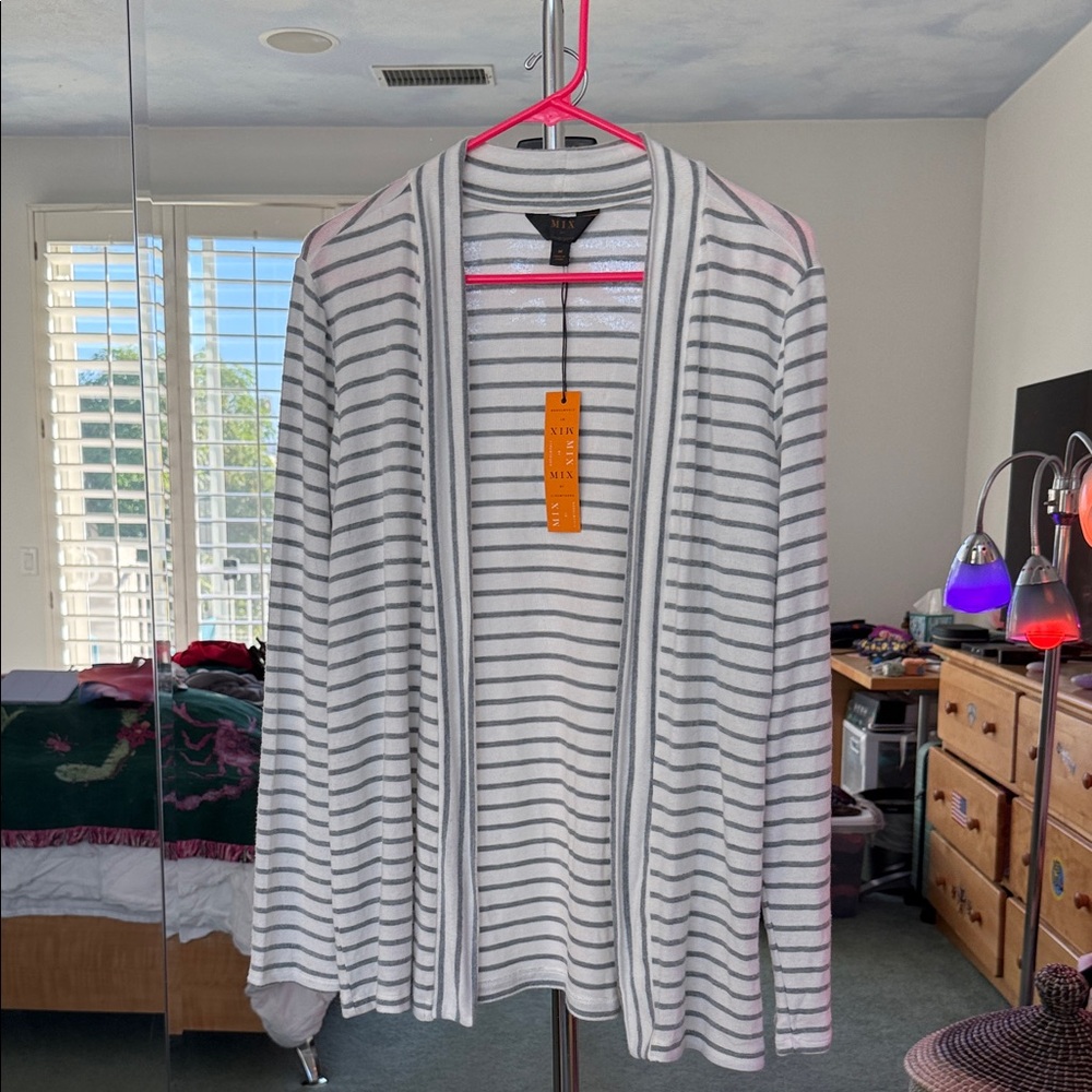 41 Hawthorn Black and White Striped Cardigan